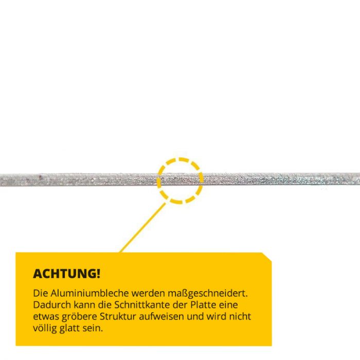 Flache blanke Aluminium Blech seitlich
